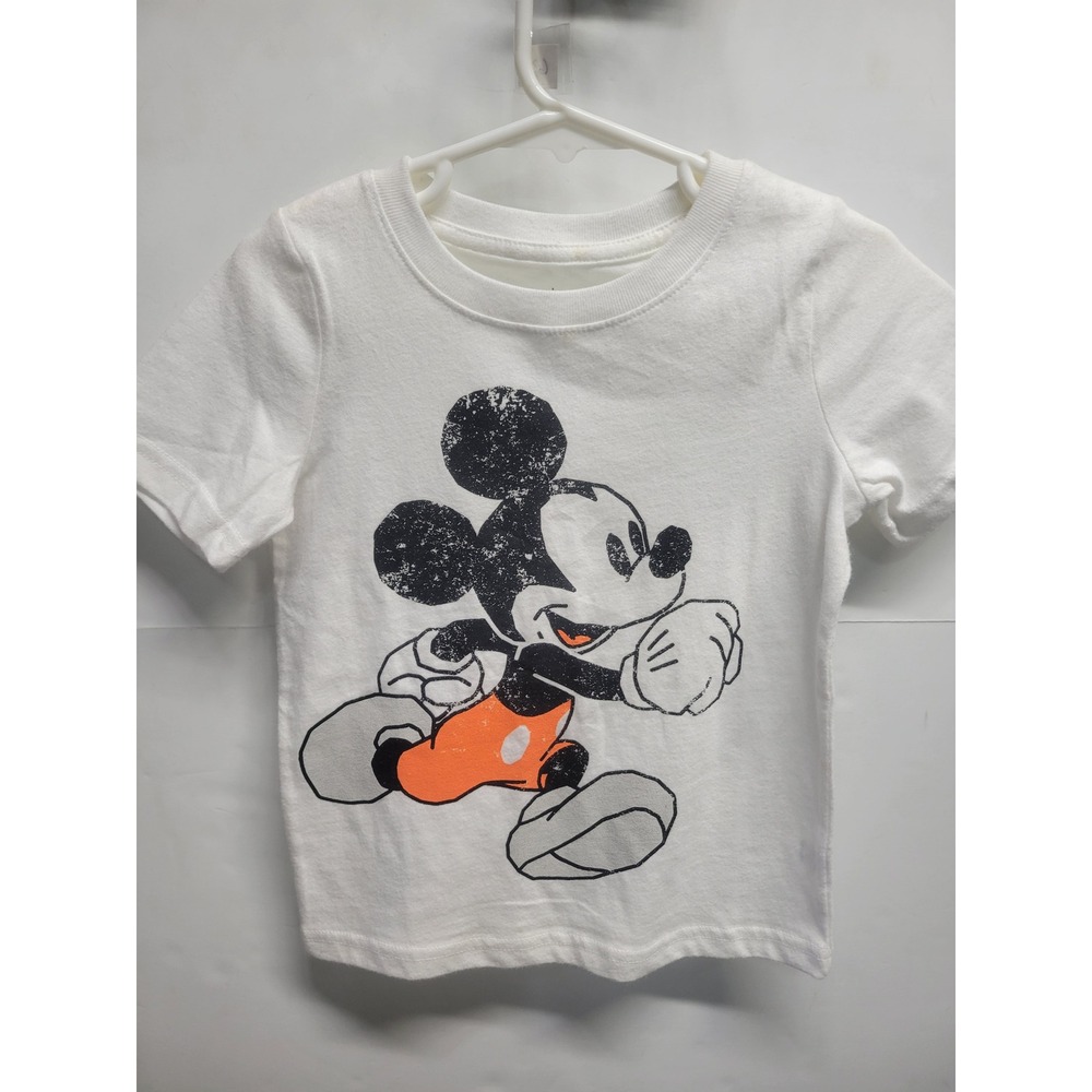 Disney Mickey Mouse Kids Graphic T-Shirt‎ White Short Sleeve Crew Neck Size 3T